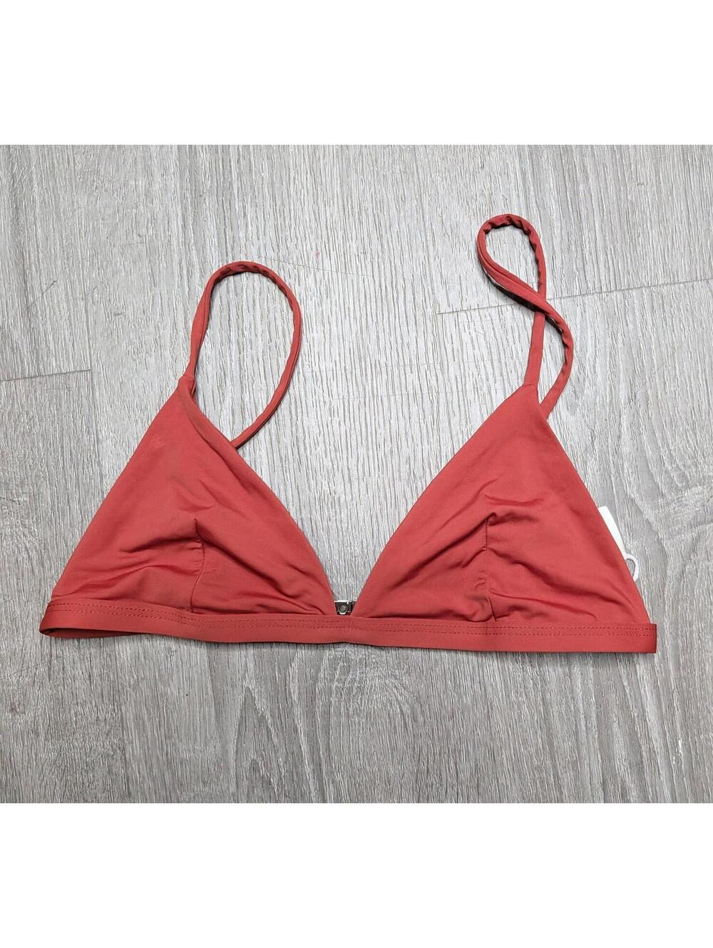 Subtitled Bikini Top Womens S Orange Triangle Adjustable Strap Stretch Swimwear